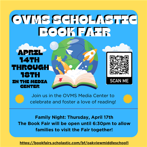 Book Fair 4/14-4/18 in the Media Center.